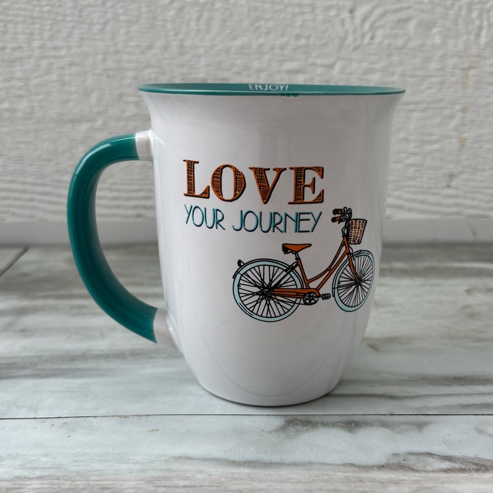TMD Holdings ‘Love Your Journey’ Coffee Mug Cup Vintage Bicycle Retro Spring